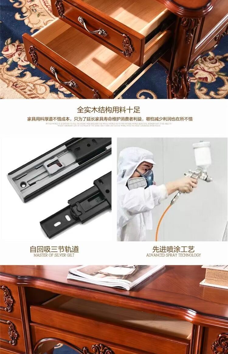 Bàn làm việc bằng gỗ rắn Yilang Châu Âu + bộ bàn ghế học tập kết hợp bàn ghế máy tính Mỹ và ghế kết hợp nội thất thông minh cho nhà nhỏ