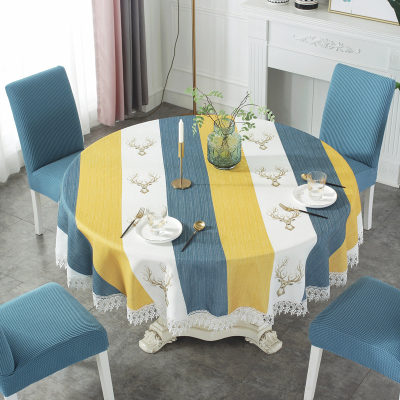 Round table chair cover Nordic INS household cloth table cloth chair cover set stool cover round table cushion