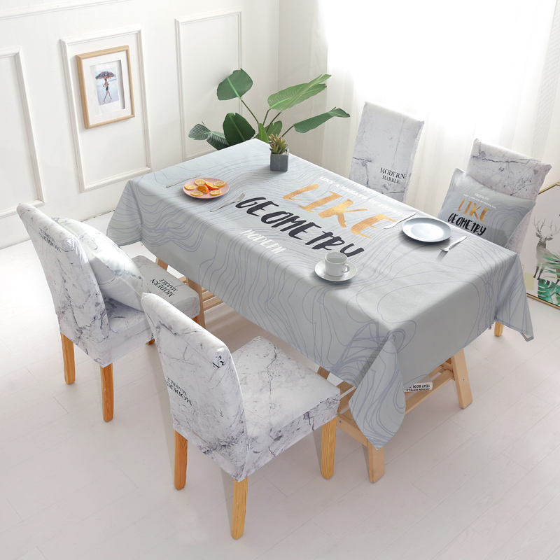 Tablecloth chair cover set modern simple home waterproof Nordic ins wind rectangular dining table cloth chair cover tablecloth