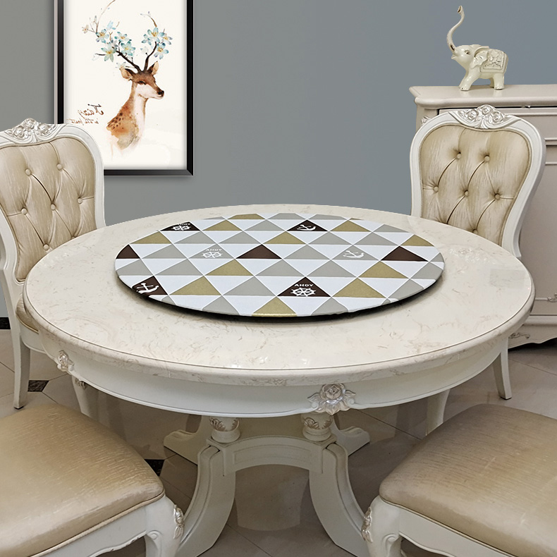 Round table with turntable table cloth waterproof anti-oil and anti-scalding Nordic light lavish PVC home round table cushion table cloth