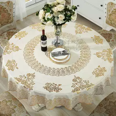 Tablecloth round table Waterproof and oil-proof PVC European-style round household dining room 1 8m tablecloth Plastic coffee table cloth table mat