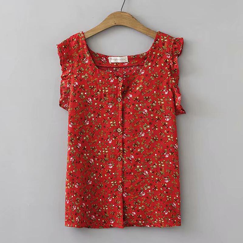 Summer new large size women's clothing middle-aged and elderly mothers' clothing printed floral cardigan top summer vest versatile mother-in-law