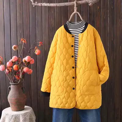 Middle-aged mother's autumn and winter clothes new medium-and long-term version of down cotton cotton coat fashion stand-up collar large size age-reducing quilted jacket jacket