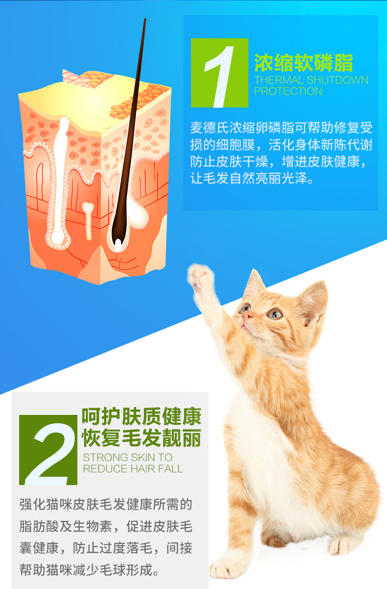 Mèo lecithin của Jin Duo Le Mede chăm sóc da làm đẹp da cô đặc hạt 225g dinh dưỡng chống rụng tóc sáng - Cat / Dog Health bổ sung sữa bột cho mèo