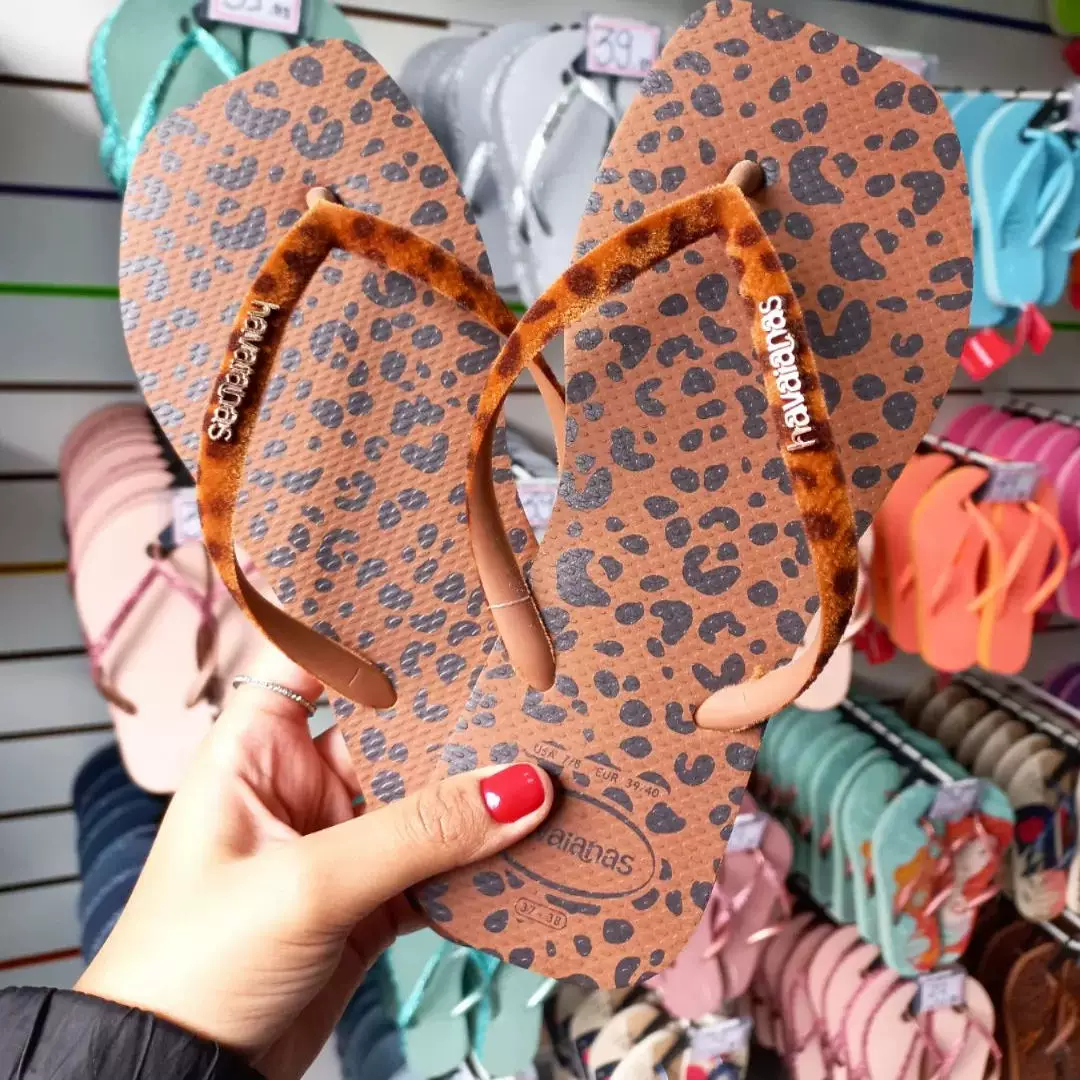 Бразильские шлепанцы Havaianas леопардовый принт бархат зебра квадратная головка женская верхняя одежда прищемление стопы лета