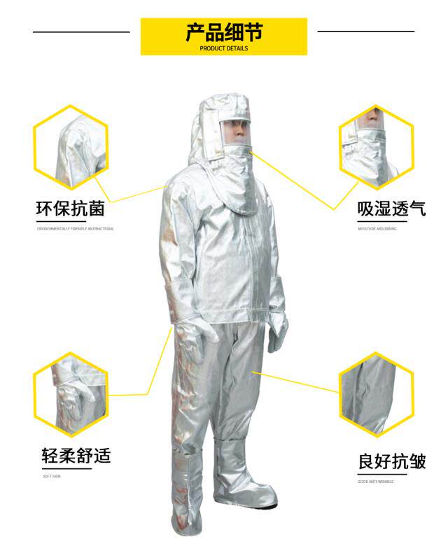 Aluminum foil high temperature resistant protective clothing fire insulation clothing 500 degrees 1000 degrees heat insulation clothing radiation protection fire flame retardant