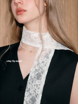 Antique lace slender silk scarf versatile decorative belt