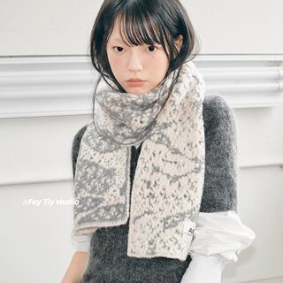 Korean order fair isle jacquard beanie scarf
