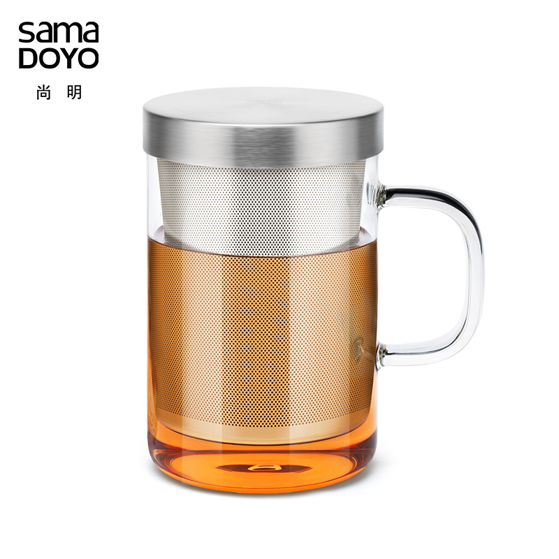 Chamming heat resistant glass tea cup with lid stainless steel filter flower tea cup thickened glass cup with a home water cup