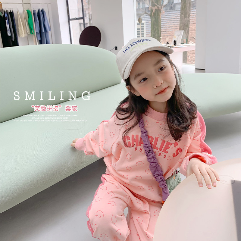 Egg Roll Mm Girl Spring Clothing Suit 2022 New Foreign Pie Children Suit Clothes Spring And Autumn Web Red Sports Two Suits