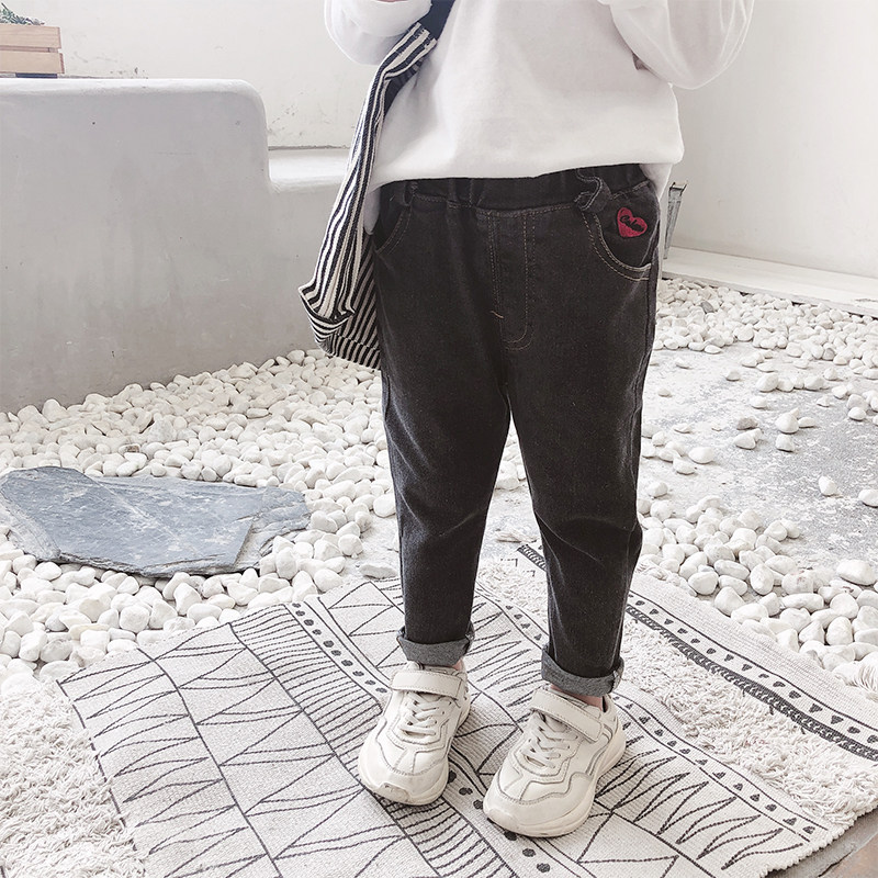 Girls' autumn pants 2020 new children's baby feet spring and autumn Western style casual trousers stretch jeans trend