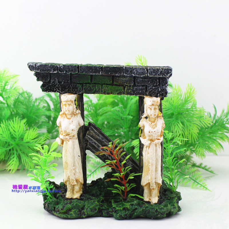 Small fish tank build-up decoration ancient Greek cloth view mini Roman retro view aquarium decoration small swing piece bottom
