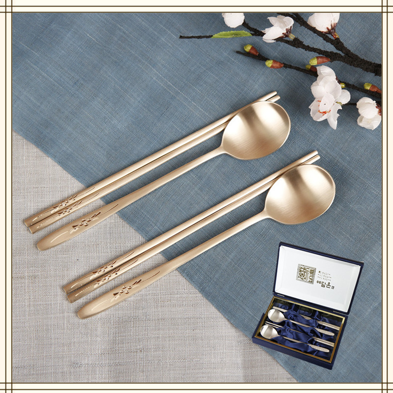 Korean Imported Tableware, Bronze Spoons and Chopsticks, Traditional Craftsmanship, Special Spoons and Chopsticks for Gift Giving, Single Pack