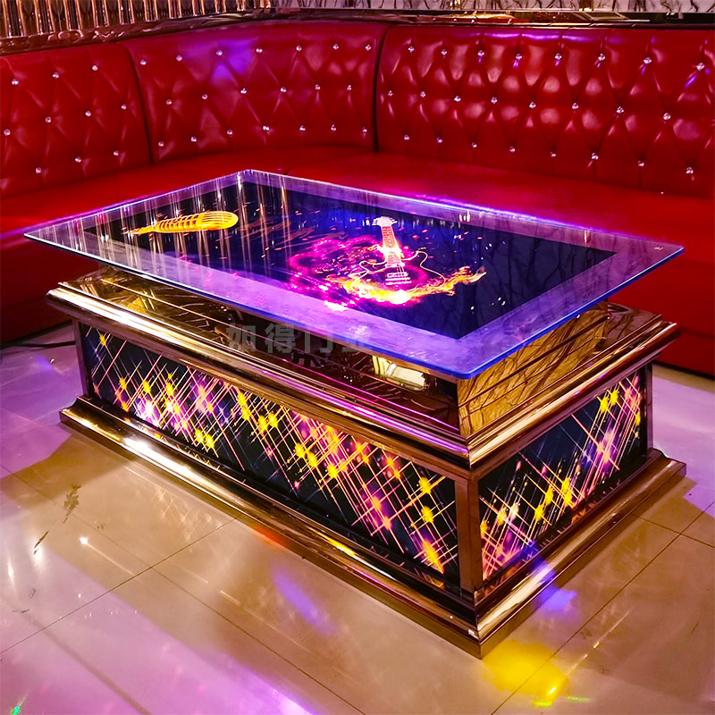 Custom Night Field Clubhouse Ktv Tea Table Luminescent Table Tempered Glass Stainless Steel Fashion Bar Special Table