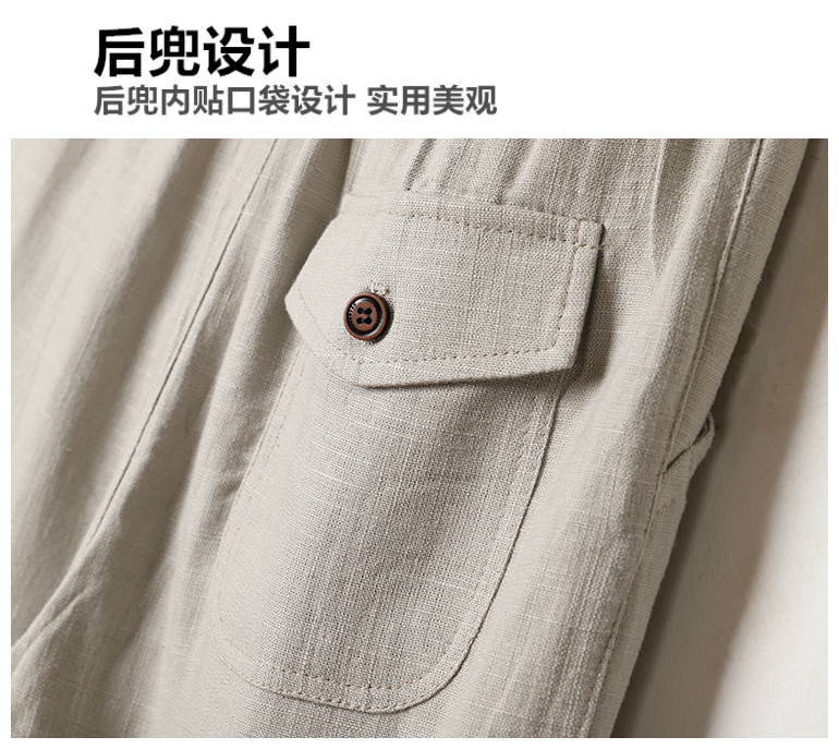 Trung quốc phong cách đàn ông lỏng lẻo kích thước lớn linen Hanfu mùa hè phần mỏng trung niên cha casual cotton ngắn tay áo phù hợp với