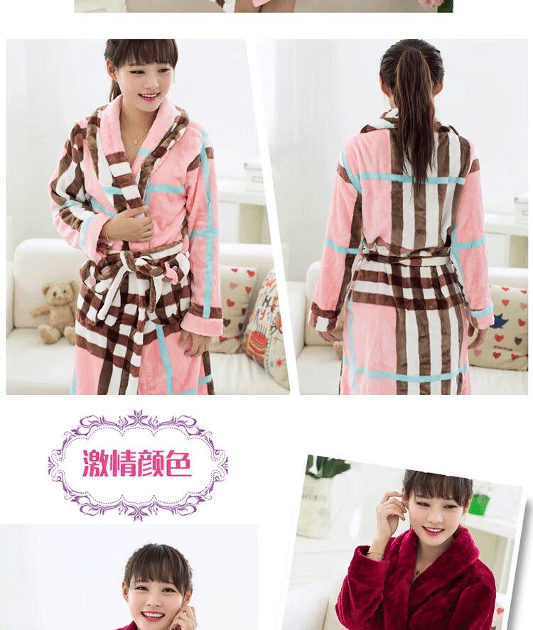 Han Yibei dày flannel váy ngủ nữ dài tay mùa thu và mùa đông dịch vụ nhà đồ ngủ áo choàng tắm lông cừu san hô đồ bộ pijama
