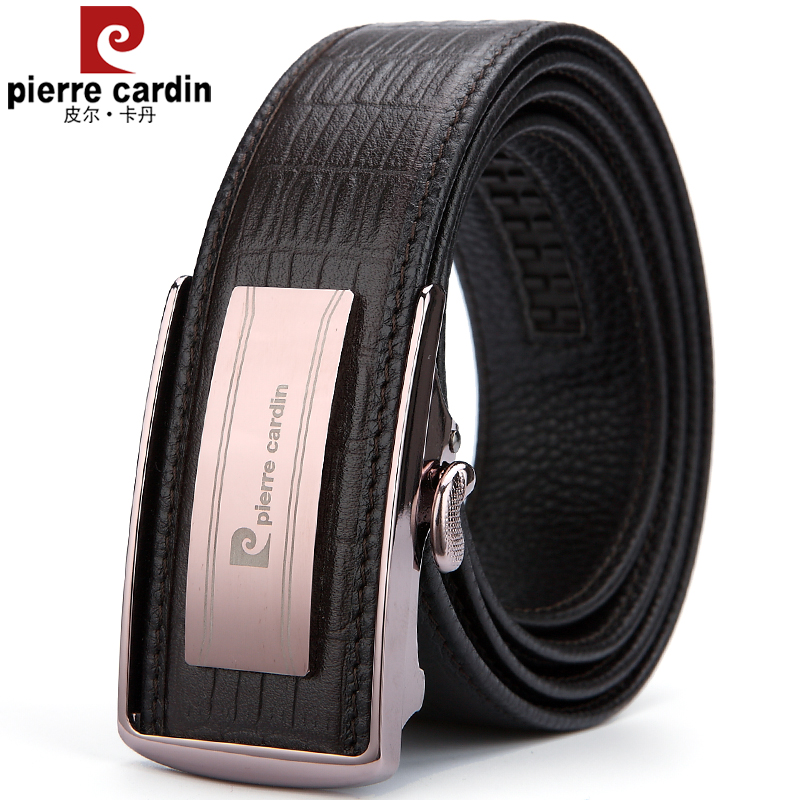 Pierre Cardin men's belt automatic buckle tungsten steel leather belt middle-aged business first layer pure cowhide brand belt