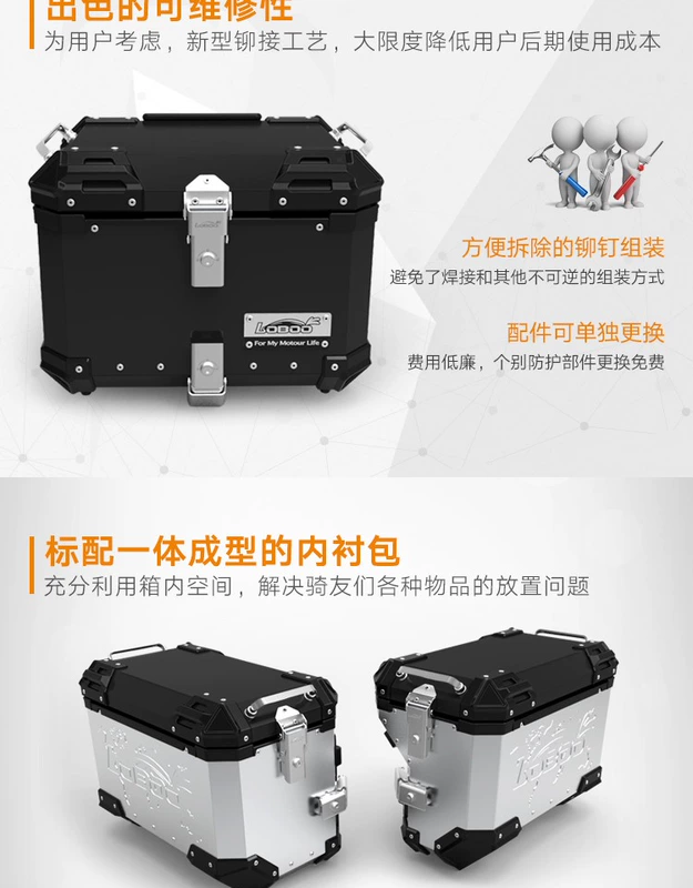 LOBOO củ cải xe máy ba hộp BMW F800GS F700GS nhôm bên hộp hộp đuôi phát hành nhanh thân