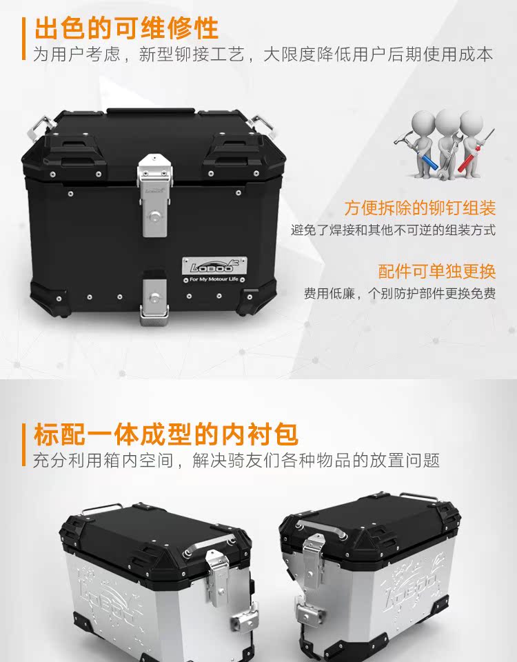 LOBOO củ cải bên hộp hộp xe máy Châu Phi xi lanh đôi CRF1000L không đôi ba hộp đuôi hộp không nguyên bản - Xe gắn máy phía sau hộp thùng sau xe máy giá rẻ