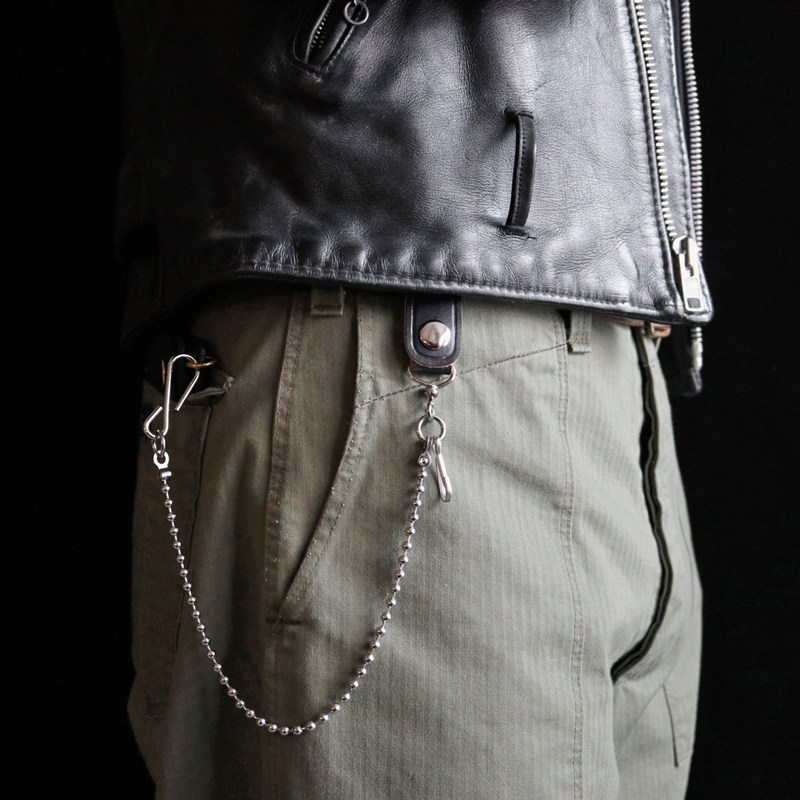 Hardwind Vintage Meta-Year Style Series Bull Leather Brass Beads Bracelet Waist Chain