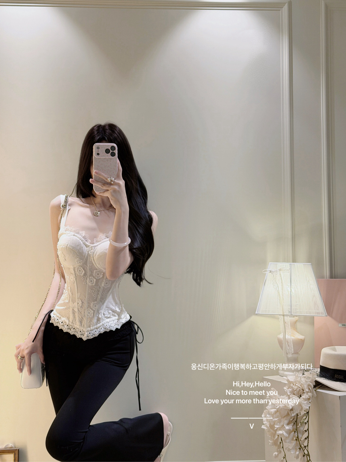 【Lily's Message】French Lace Fishbone Waist-Cinching Camisole, Pure and Slimming Inner Top