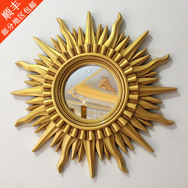 European American French living room sun decoration Wall background wall entrance fireplace Creative decoration jewelry hanging mirror