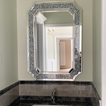 European-style light luxury bathroom mirror dressing table with diamond cosmetic mirror wall hanging mirror character porch fireplace decorative frame