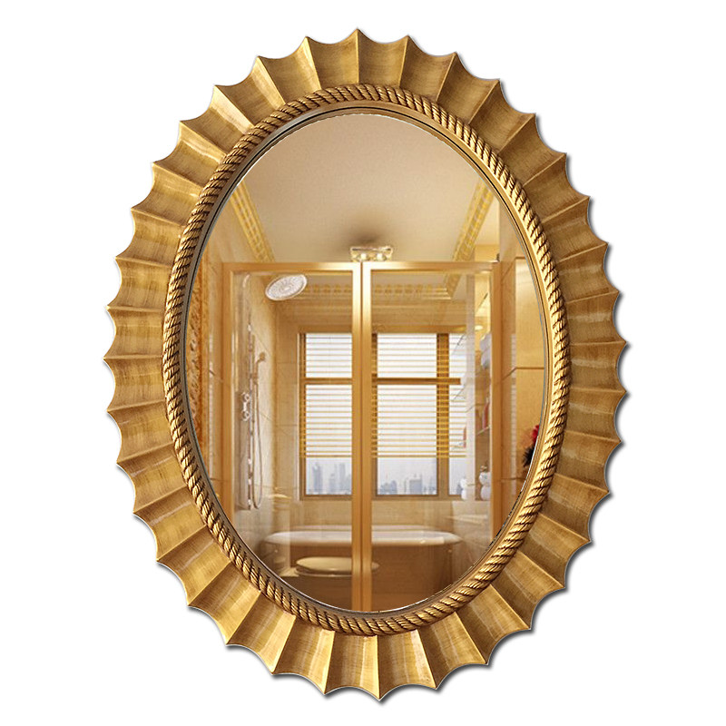 Eurostyle American retro bathroom mirror light extravagant wall-mounted mirror hotel Decorative Frames Cosmetic room Bathroom Mirror Golden Oval