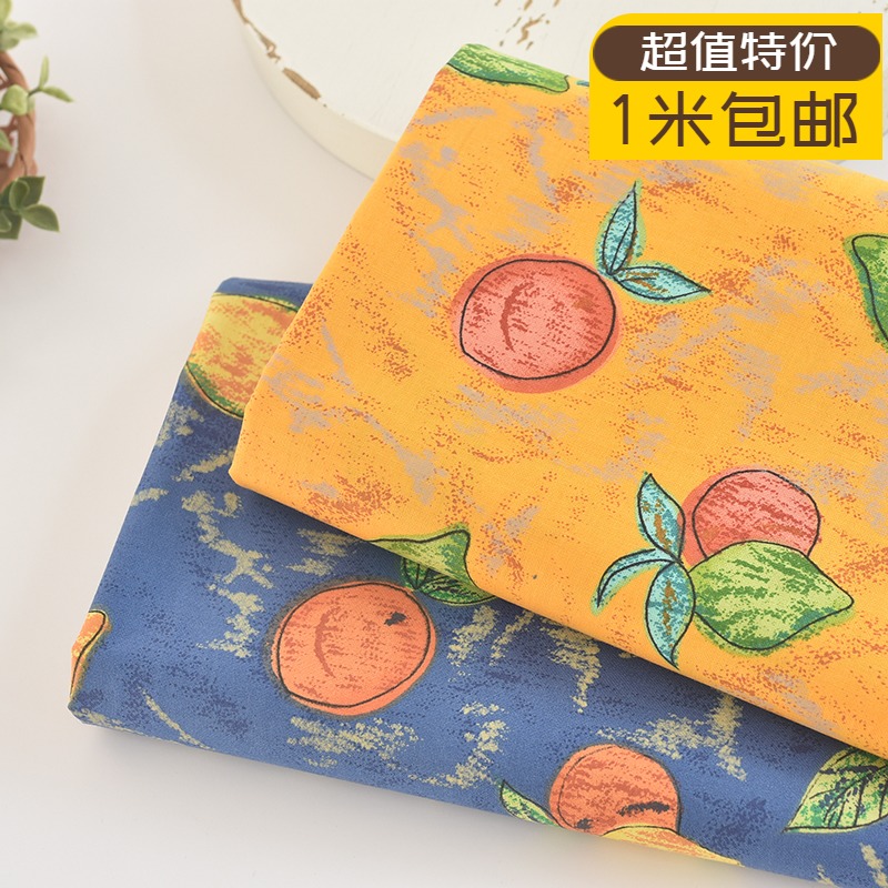 Small pasta fabrics pure cotton hand-painted cartoon fruit lemon fabric clothes dresses dresses tablecloths handmade L