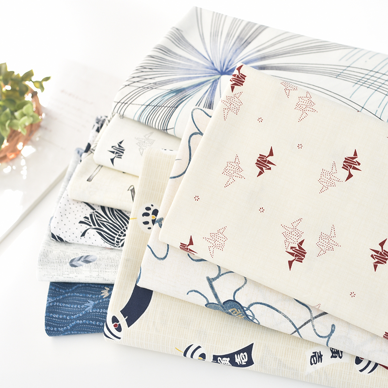 Small noodle fabric pure cotton Japanese and wind fabric cartoon clothing dress children dress pajamas hand DIY