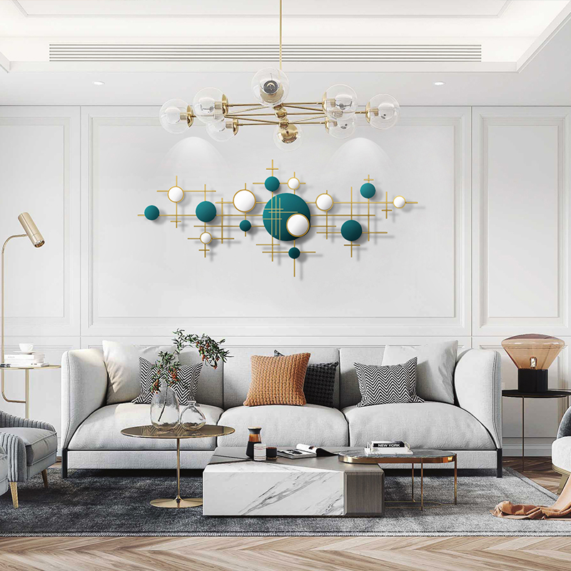 European creative sofa background wall living room wall decoration luxury metal bedroom wall decoration three-dimensional pendant wall hanging