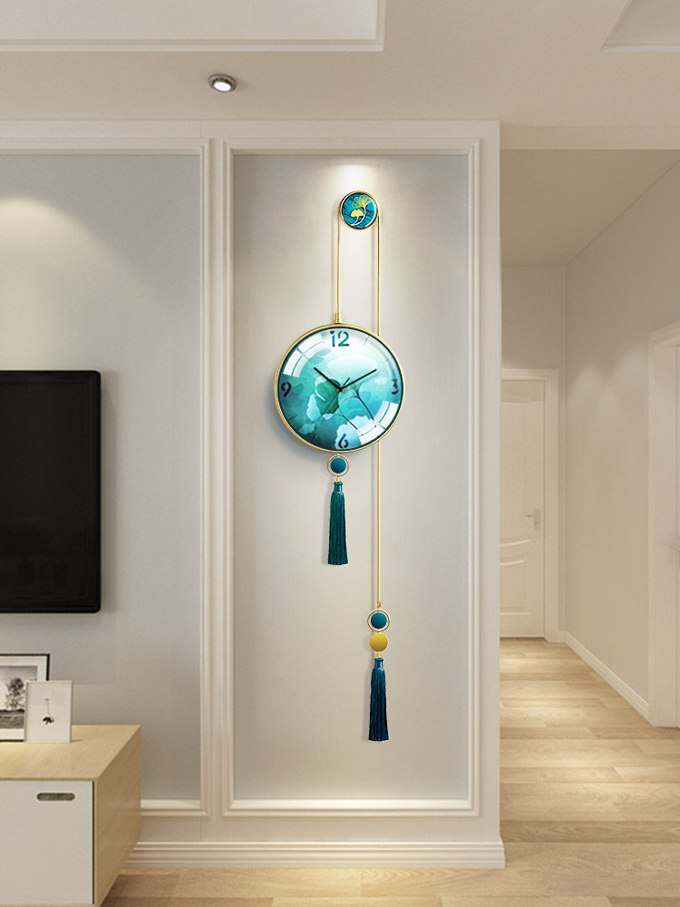 Atmospheric silent wall clock living room new Chinese household clock table Fashion creative light luxury modern simple decoration hanging wall