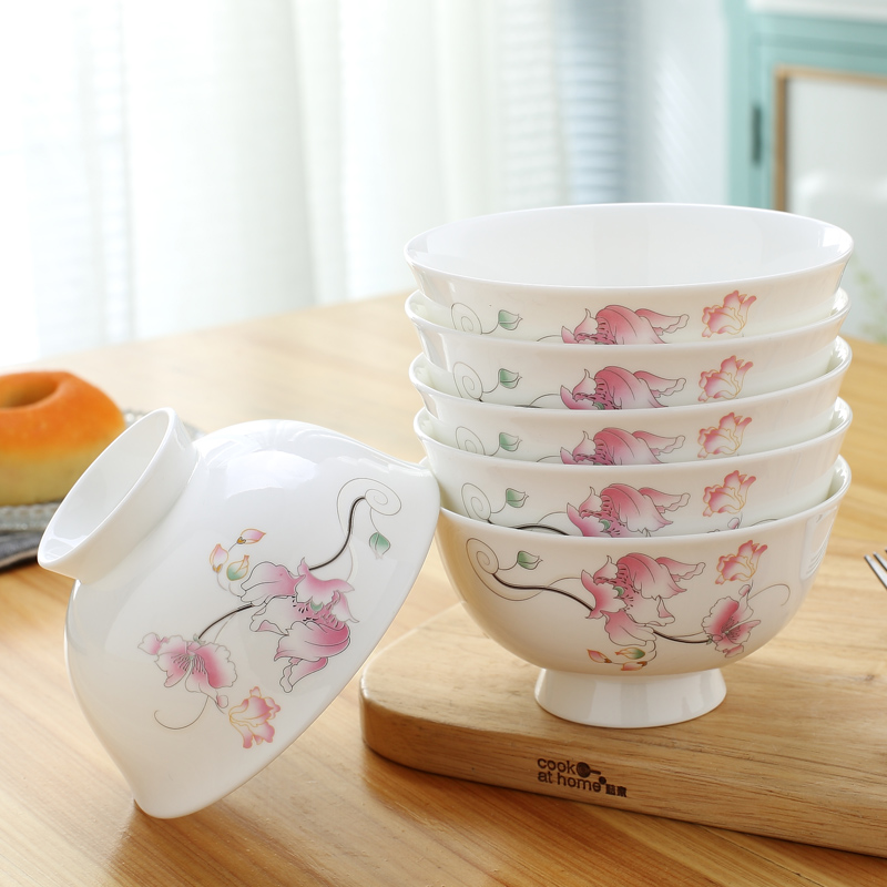 Jingdezhen 5 inches tall foot ipads porcelain bowl bowl of rice bowls set Chinese ceramic tableware bowls small bowl bowl bowl