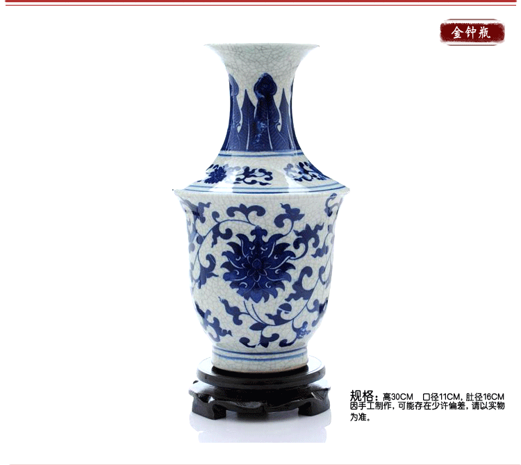 Jingdezhen ceramic vase on up porcelain vase of blue and white porcelain home decoration ceramic antique vase