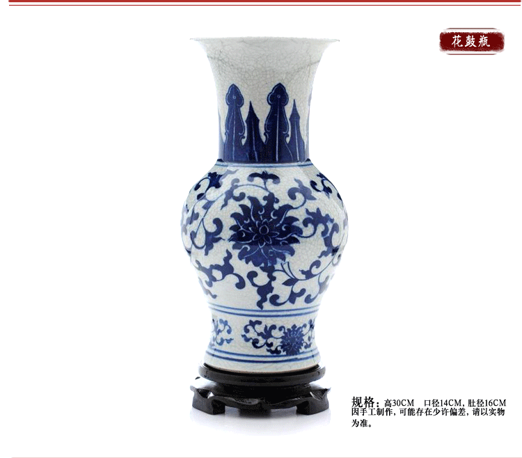 Jingdezhen ceramic vase on up porcelain vase of blue and white porcelain home decoration ceramic antique vase