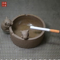 Purple Sand Ashtrays Cigarette Smoke Disc Handmade Creative Tea Duct Accessories Tea Tray Hem Small Pig Potted Flower Pot Smock Vat Pen Wash