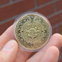 Metal Zodiac Bit Memorial Coin Little Gift Maya Memorial Coin Single gold silver plastic box