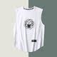 ins trendy personality tiger head print sleeveless T-shirt men's Hong Kong style loose large size casual sweat vest sports vest