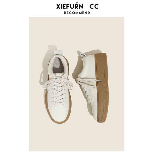 Весенние кремовые высокие кроссовки на платформе, белая обувь, тренд сезона