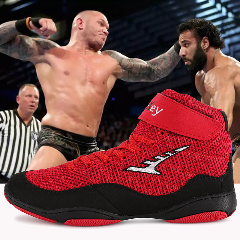 Boxing shoes men's and women's high-barrel sanda fighting training shoes children's indoor sports shoes breathable stroke wrestling shoes Y866 - Taobao