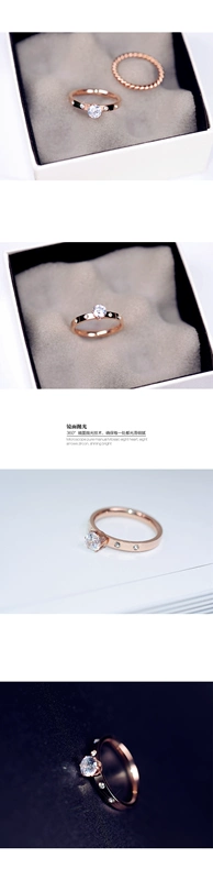 Phiên bản Hàn Quốc của nhẫn đính hôn kim cương đơn sáng bóng đơn giản nữ mạ vàng hồng 18K bằng vàng titan chỉ số nhẫn nhẫn J019 nhẫn đẹp