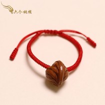 Peach basket hand and foot chain Baby red rope King Kong knot evil spirits newborn children Wild dragon peach core natural polished smooth