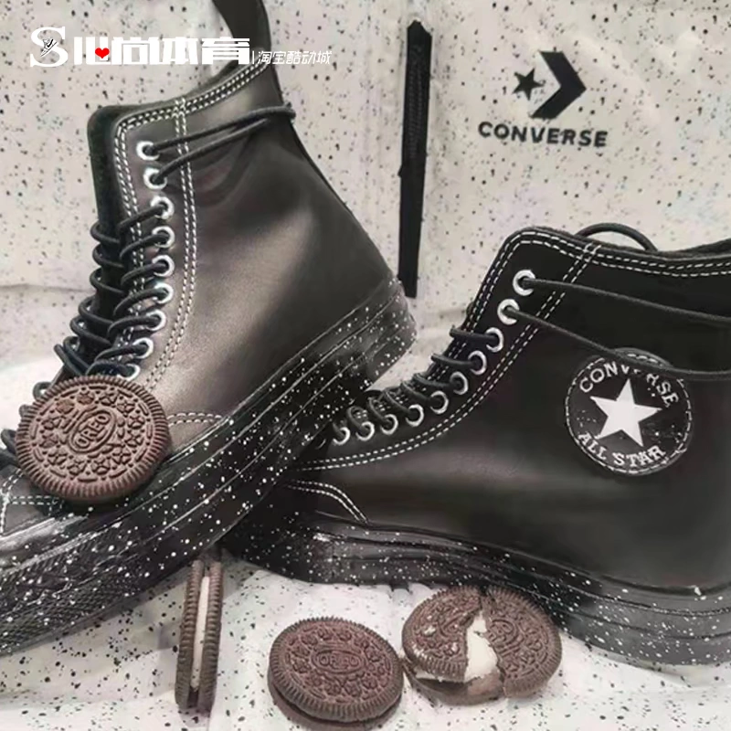 CONVERSE Converse 1970S Oreo lúa mì lốc xoáy da bò tuyết cao giày vải cao cấp 166280C - Plimsolls