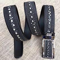 Thai male Pearl fish skin belt full grinding pearl male leather belt fashion versatile 3 6cm wide