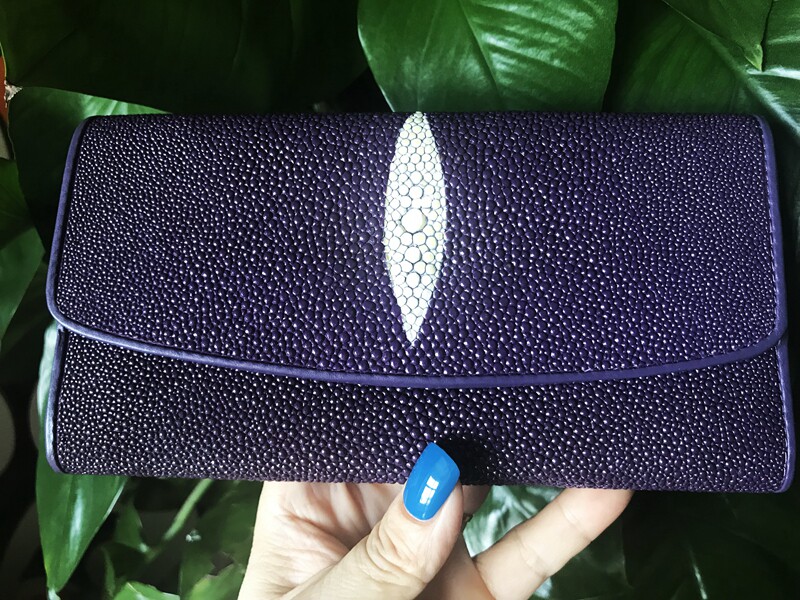 Thai Kismet Pearl Fish Leather Money Clip Classic three-fold long version hand Get the wallet Devil Fish Clear Cabin Price