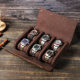 Genuine leather watch storage box 6 pieces of retro Crazy Horse Cowhide handmade and creative outdoor travel carry-on bag button model