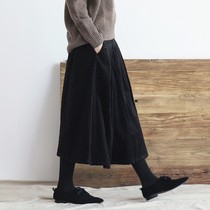 Sishan Wen also Xiaomeng retro corduroy skirt autumn long temperament casual skirt autumn winter dress women