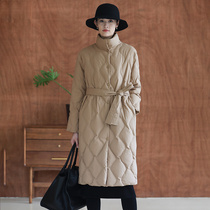 Monastery Mountain Wen also Dexins eiderdown clothes female high quality 95 white duck suede winter single-row buckle lacing to thicken long jacket