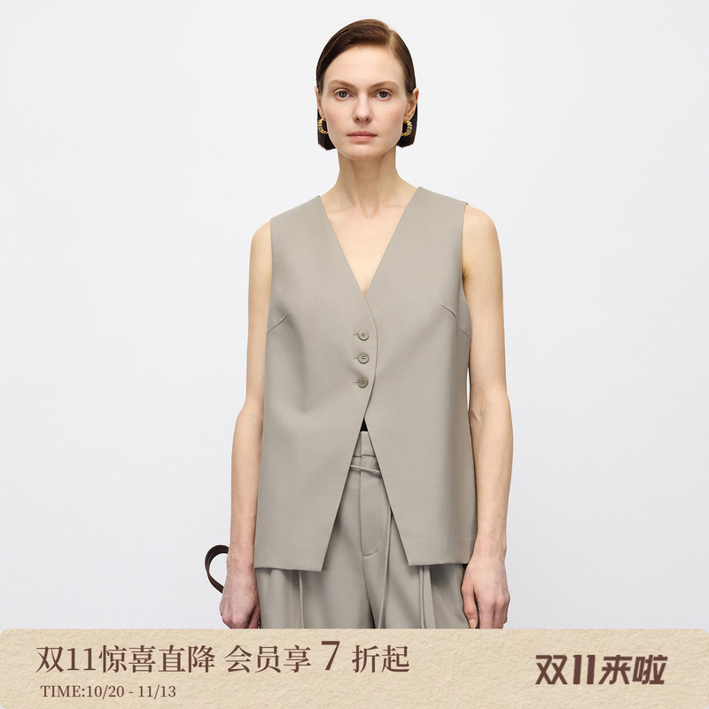 Yaling [Series] Intelligent/Fine Wool V-Neck Single-Breasted Suit Vest for Women, Spring and Autumn Commuting Vest