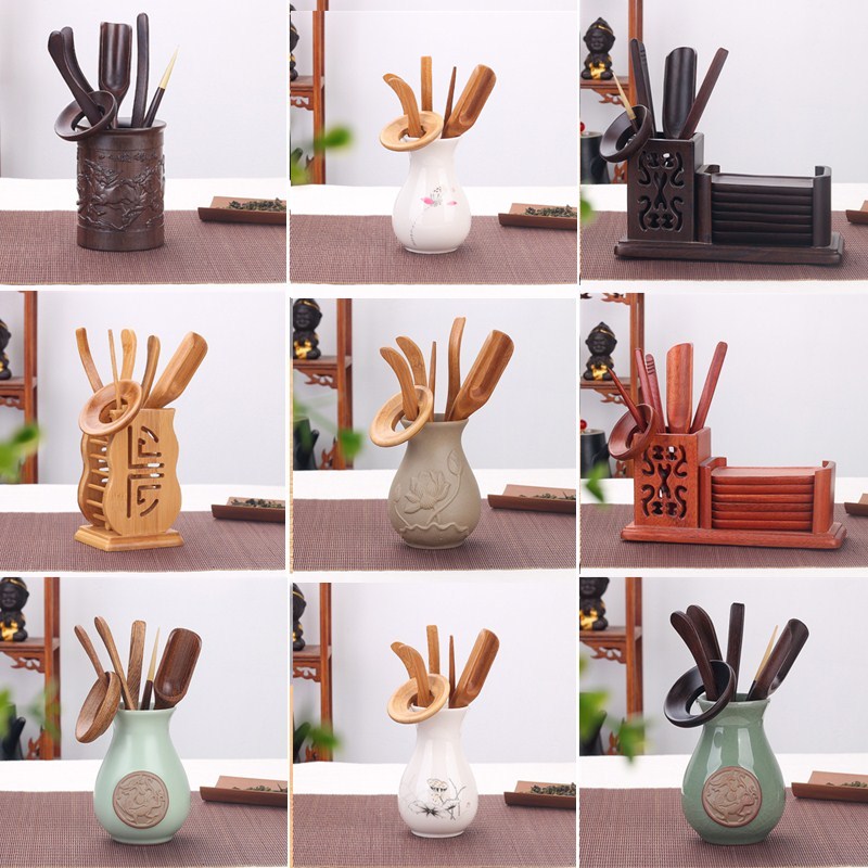 Six Gentleman Suit Tea Set Accessories Ru Kilo Ceramic Tea Drum Tea Dau Black Sandalwood Flowers Pear Wood Home Zero Matching Bamboo made of bamboo